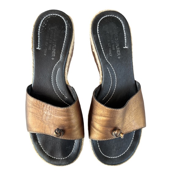 Donald J. Pliner SYA Platform Wedge Slides Bronze Leather - Picture 4 of 12